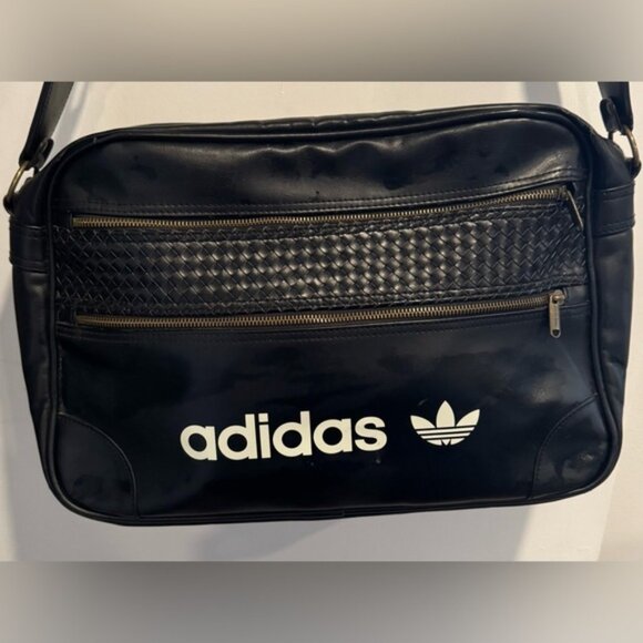 Adidas airline messenger retro crossbody gym bag braided detail large black adi - Picture 2 of 8